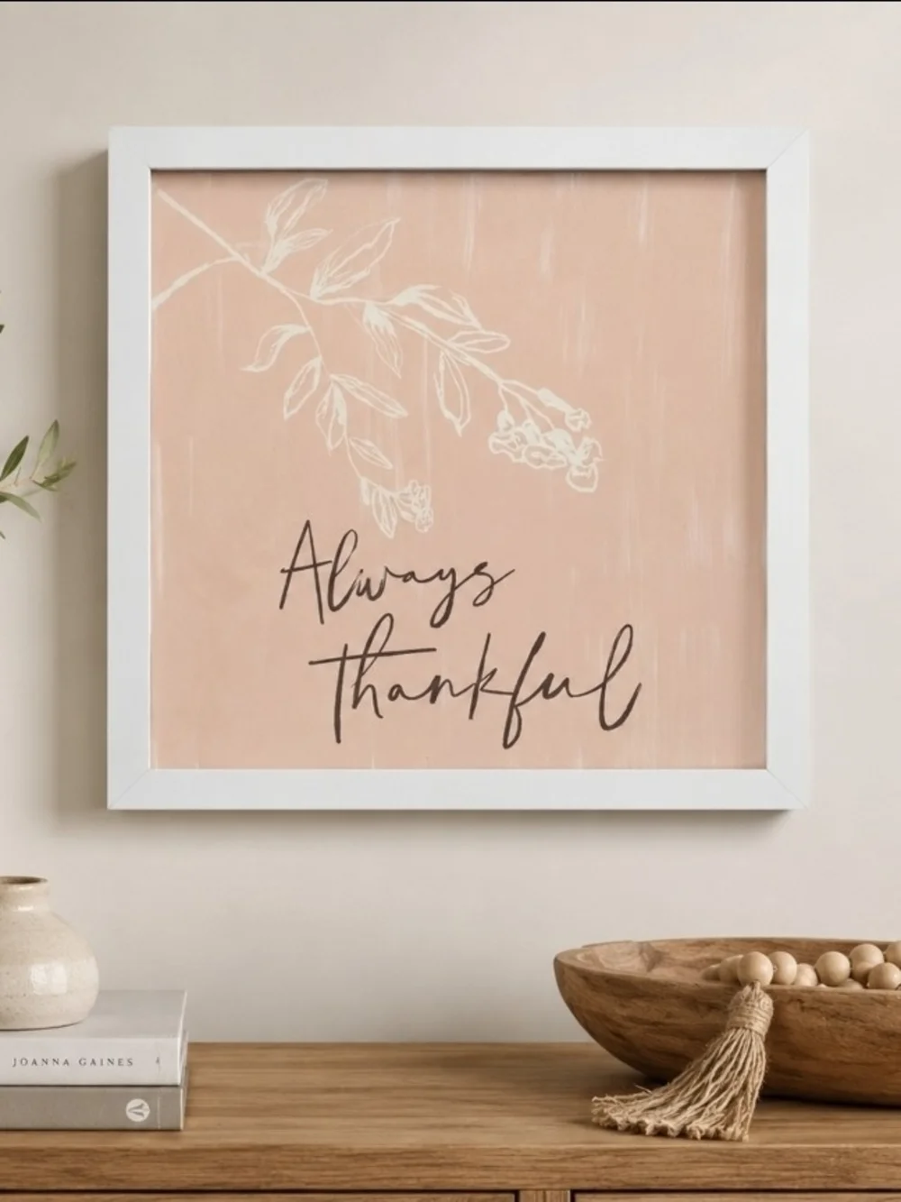 Always Thankful Pink Wall Art Sign